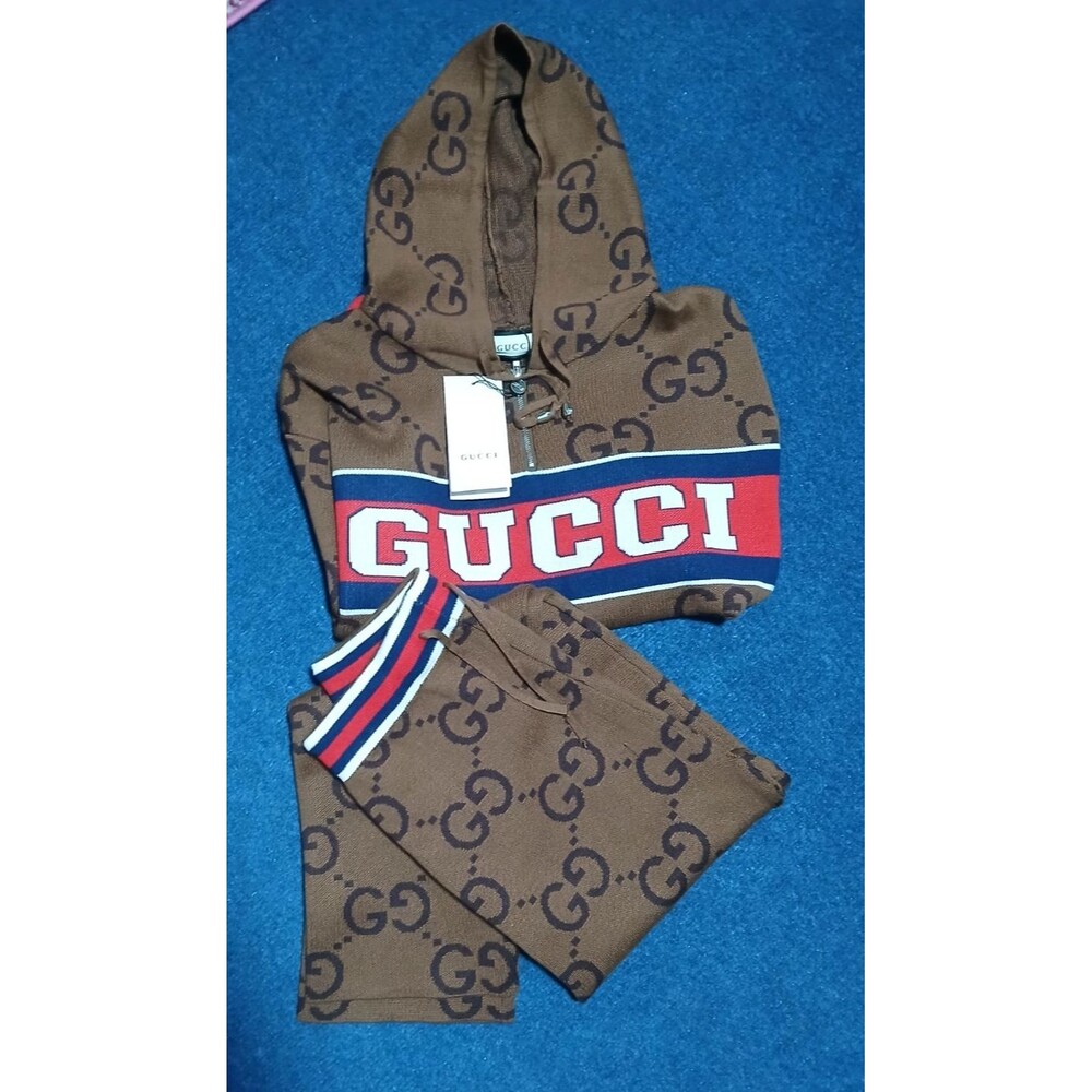 GUCCI Brown Logo Ladies Track Suit Hoodie NWT Small - Picture 2 of 16